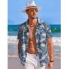 imageCOOFANDY Mens Hawaiian Shirt Short Sleeve Button Down Shirts Tropical Summer Beach Shirts Casual Floral Aloha ShirtsBlue Leaves