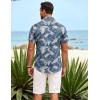 imageCOOFANDY Mens Hawaiian Shirt Short Sleeve Button Down Shirts Tropical Summer Beach Shirts Casual Floral Aloha ShirtsBlue Leaves