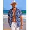 imageCOOFANDY Mens Hawaiian Shirt Short Sleeve Button Down Shirts Tropical Summer Beach Shirts Casual Floral Aloha ShirtsBlue White Flower
