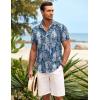 imageCOOFANDY Mens Hawaiian Shirt Short Sleeve Button Down Shirts Tropical Summer Beach Shirts Casual Floral Aloha ShirtsBluewhite Leaves