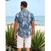 imageCOOFANDY Mens Hawaiian Shirt Short Sleeve Button Down Shirts Tropical Summer Beach Shirts Casual Floral Aloha ShirtsBluewhite Leaves