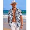 imageCOOFANDY Mens Hawaiian Shirt Short Sleeve Button Down Shirts Tropical Summer Beach Shirts Casual Floral Aloha ShirtsCoconut Palm