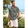 imageCOOFANDY Mens Hawaiian Shirt Short Sleeve Button Down Shirts Tropical Summer Beach Shirts Casual Floral Aloha ShirtsGreen Leaves
