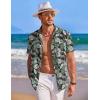 imageCOOFANDY Mens Hawaiian Shirt Short Sleeve Button Down Shirts Tropical Summer Beach Shirts Casual Floral Aloha ShirtsGreen Leaves