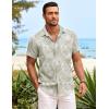 imageCOOFANDY Mens Hawaiian Shirt Short Sleeve Button Down Shirts Tropical Summer Beach Shirts Casual Floral Aloha ShirtsLight Green Leaves