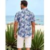imageCOOFANDY Mens Hawaiian Shirt Short Sleeve Button Down Shirts Tropical Summer Beach Shirts Casual Floral Aloha ShirtsNavy Blue Leaves