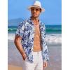 imageCOOFANDY Mens Hawaiian Shirt Short Sleeve Button Down Shirts Tropical Summer Beach Shirts Casual Floral Aloha ShirtsNavy Blue Leaves