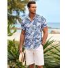 imageCOOFANDY Mens Hawaiian Shirt Short Sleeve Button Down Shirts Tropical Summer Beach Shirts Casual Floral Aloha ShirtsNavy Blue Leaves