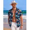 imageCOOFANDY Mens Hawaiian Shirt Short Sleeve Button Down Shirts Tropical Summer Beach Shirts Casual Floral Aloha ShirtsNavyred Flower