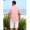 imageCOOFANDY Mens Hawaiian Shirt Short Sleeve Button Down Shirts Tropical Summer Beach Shirts Casual Floral Aloha ShirtsPink Leaves