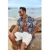 imageCOOFANDY Mens Hawaiian Shirt Short Sleeve Casual Button Down Tropical Summer Beach Aloha ShirtsBlackcolorful Flowers