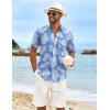 imageCOOFANDY Mens Hawaiian Shirt Short Sleeve Casual Button Down Tropical Summer Beach Aloha ShirtsBluewhite Flowers