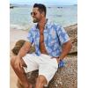 imageCOOFANDY Mens Hawaiian Shirt Short Sleeve Casual Button Down Tropical Summer Beach Aloha ShirtsBluewhite Flowers