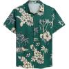 imageCOOFANDY Mens Hawaiian Shirt Short Sleeve Casual Button Down Tropical Summer Beach Aloha ShirtsGreenyellow Flowers