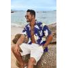 imageCOOFANDY Mens Hawaiian Shirt Short Sleeve Casual Button Down Tropical Summer Beach Aloha ShirtsNavyorange Flowers