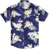 imageCOOFANDY Mens Hawaiian Shirt Short Sleeve Casual Button Down Tropical Summer Beach Aloha ShirtsNavyorange Flowers