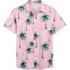 imageCOOFANDY Mens Hawaiian Shirt Short Sleeve Casual Button Down Tropical Summer Beach Aloha ShirtsPinkcoconut Trees