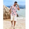 imageCOOFANDY Mens Hawaiian Shirt Short Sleeve Casual Button Down Tropical Summer Beach Aloha ShirtsPinkcoconut Trees
