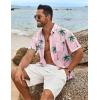 imageCOOFANDY Mens Hawaiian Shirt Short Sleeve Casual Button Down Tropical Summer Beach Aloha ShirtsPinkcoconut Trees