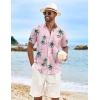 imageCOOFANDY Mens Hawaiian Shirt Short Sleeve Casual Button Down Tropical Summer Beach Aloha ShirtsPinkcoconut Trees