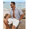 imageCOOFANDY Mens Hawaiian Shirt Short Sleeve Casual Button Down Tropical Summer Beach Aloha ShirtsWhitegrey Leaves