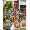 imageCOOFANDY Mens Hawaiian Shirt Short Sleeve Floral Button Down Shirts Tropical Vacation Beach Shirts with PocketGreen  White Flower