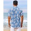 imageCOOFANDY Mens Hawaiian Shirt Short Sleeve Floral Button Down Shirts Tropical Vacation Beach Shirts with PocketLight Blue  White Leaf