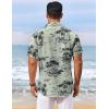 imageCOOFANDY Mens Hawaiian Shirt Short Sleeve Floral Button Down Shirts Tropical Vacation Beach Shirts with PocketLight Green  Palm Tree