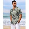 imageCOOFANDY Mens Hawaiian Shirt Short Sleeve Floral Button Down Shirts Tropical Vacation Beach Shirts with PocketLight Green  Palm Tree