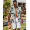 imageCOOFANDY Mens Hawaiian Shirt Short Sleeve Floral Button Down Shirts Tropical Vacation Beach Shirts with PocketLight Green  Palm Tree