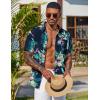 imageCOOFANDY Mens Hawaiian Shirt Short Sleeve Floral Button Down Shirts Tropical Vacation Beach Shirts with PocketNavy  Flamingo