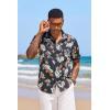 imageCOOFANDY Mens Hawaiian Tropical Shirt Short Sleeve Casual Button Down Floral Summer Beach Shirts with PocketBlack