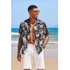 imageCOOFANDY Mens Hawaiian Tropical Shirt Short Sleeve Casual Button Down Floral Summer Beach Shirts with PocketBlack