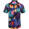 imageCOOFANDY Mens Hawaiian Tropical Shirt Short Sleeve Casual Button Down Floral Summer Beach Shirts with PocketBlack Leaf  Flower