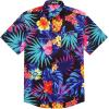 imageCOOFANDY Mens Hawaiian Tropical Shirt Short Sleeve Casual Button Down Floral Summer Beach Shirts with PocketBlack Leaf  Flower