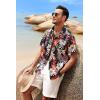 imageCOOFANDY Mens Hawaiian Tropical Shirt Short Sleeve Casual Button Down Floral Summer Beach Shirts with PocketBleaves  Flowers