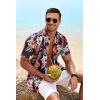imageCOOFANDY Mens Hawaiian Tropical Shirt Short Sleeve Casual Button Down Floral Summer Beach Shirts with PocketBleaves  Flowers