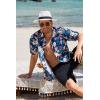 imageCOOFANDY Mens Hawaiian Tropical Shirt Short Sleeve Casual Button Down Floral Summer Beach Shirts with PocketBlue