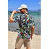 imageCOOFANDY Mens Hawaiian Tropical Shirt Short Sleeve Casual Button Down Floral Summer Beach Shirts with PocketGreen