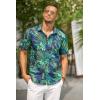 imageCOOFANDY Mens Hawaiian Tropical Shirt Short Sleeve Casual Button Down Floral Summer Beach Shirts with PocketGreen Leaves
