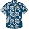 imageCOOFANDY Mens Hawaiian Tropical Shirt Short Sleeve Casual Button Down Floral Summer Beach Shirts with PocketNavy Leaves