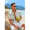 imageCOOFANDY Mens Hawaiian Tropical Shirt Short Sleeve Casual Button Down Floral Summer Beach Shirts with PocketPalm Leaf