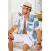 imageCOOFANDY Mens Hawaiian Tropical Shirt Short Sleeve Casual Button Down Floral Summer Beach Shirts with PocketWhite Palm Leaves