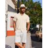 imageCOOFANDY Mens Knit Shirt Short Sleeve Button Down Shirts Casual Summer Beach Vintage Polo ShirtsBeige
