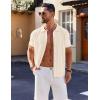 imageCOOFANDY Mens Knit Shirt Short Sleeve Button Down Shirts Casual Summer Beach Vintage Polo ShirtsBeige