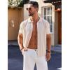 imageCOOFANDY Mens Knit Shirt Short Sleeve Button Down Shirts Casual Summer Beach Vintage Polo ShirtsCream