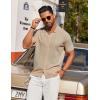 imageCOOFANDY Mens Knit Shirt Short Sleeve Button Down Shirts Casual Summer Beach Vintage Polo ShirtsKhaki