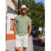 imageCOOFANDY Mens Knit Shirt Short Sleeve Button Down Shirts Casual Summer Beach Vintage Polo ShirtsLight Green