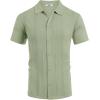 imageCOOFANDY Mens Knit Shirt Short Sleeve Button Down Shirts Casual Summer Beach Vintage Polo ShirtsLight Green