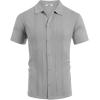 imageCOOFANDY Mens Knit Shirt Short Sleeve Button Down Shirts Casual Summer Beach Vintage Polo ShirtsLight Grey